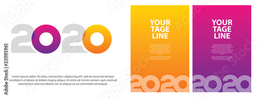 Happy 2020 new year insta colour banner in paper style for your seasonal holidays flyers, greetings and invitations, christmas themed congratulations and cards. Vector illustration.