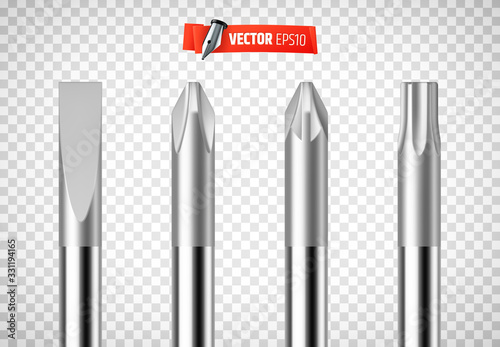 Empreintes de tournevis vectorielles sur fond transparent	