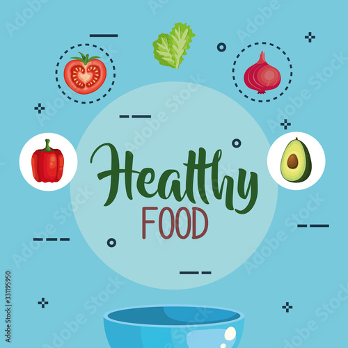 Plakat healthy food poster with set of vegetables vector illustration design
