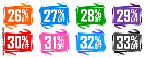 Set Sale tags, discount banners design template, app icons, vector illustration