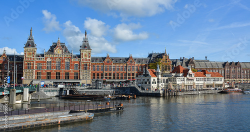 Cityscape with canal of Amsterdam, Holland