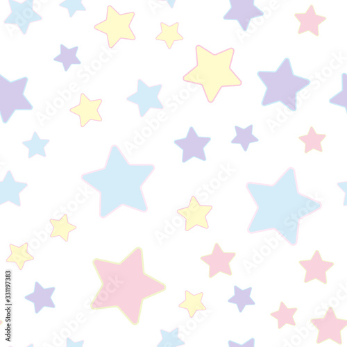 Seamless pattern with stars of pastel colors. Baby print. Cute vector illustration.