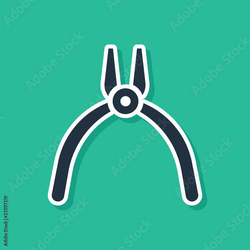 Blue Pliers tool icon isolated on green background. Pliers work industry mechanical plumbing tool. Vector Illustration