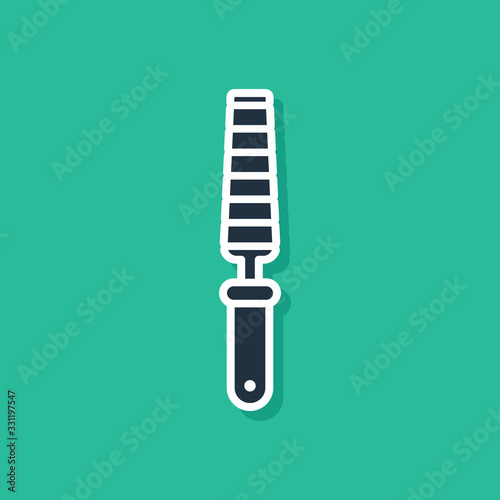 Blue Chisel tool for wood icon isolated on green background. Vector Illustration