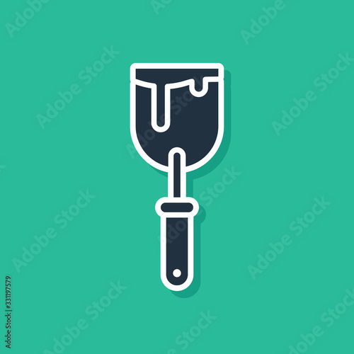 Blue Putty knife icon isolated on green background. Spatula repair tool. Spackling or paint instruments. Vector Illustration