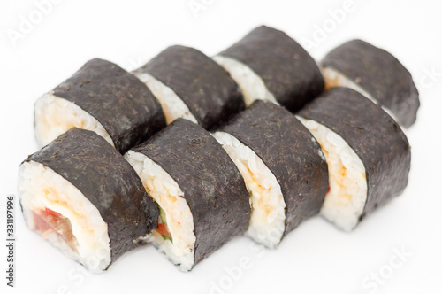 fresh roll japanese food on white background