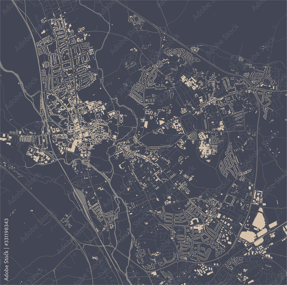 Fototapeta premium map of the city of Oxford, Oxfordshire, South East England, England, UK