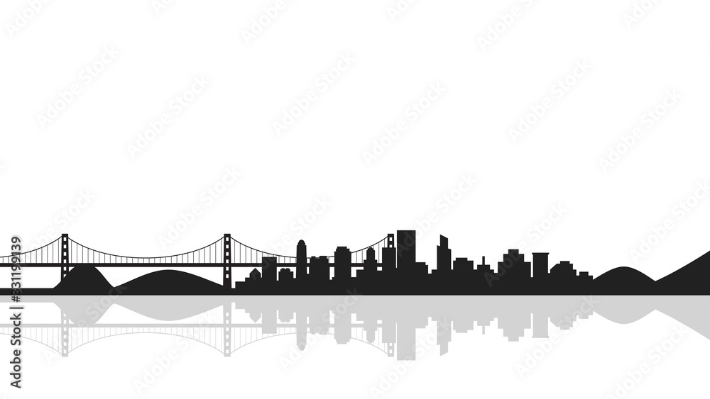Cityscape background with bridge,silhouette of city
