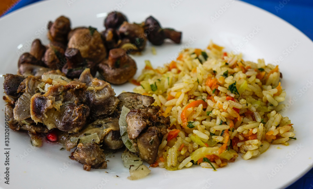 Traditional rice for lunch at local restaurant