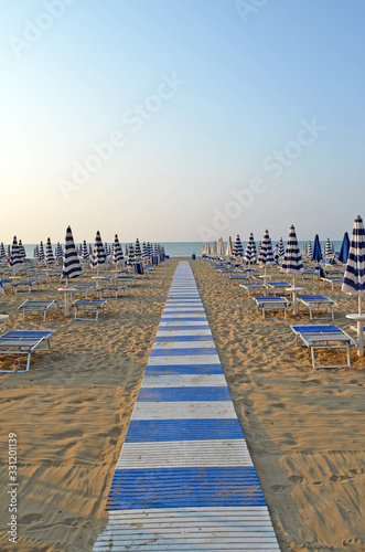 Deserted, emptied beach. Lido di Jesolo Italy