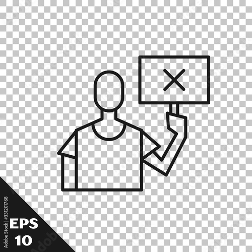 Black line Nature saving protest icon isolated on transparent background. Earth planet protection, environmental issues demonstration. Vector Illustration