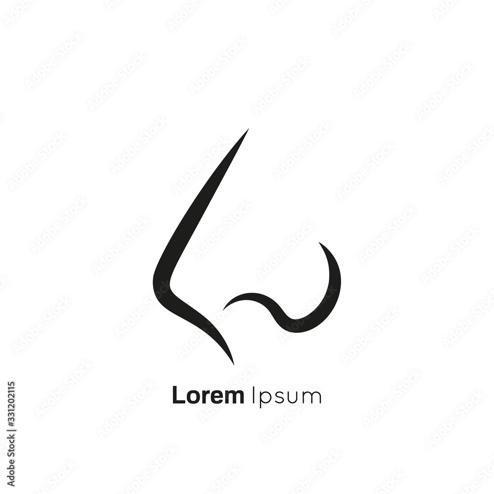 Icon of human nose with nostrils in profile. Smelling organ vector isolated on white background. Icon of human nose with nostrils in profile. Smelling organ vector isolated on white background.
