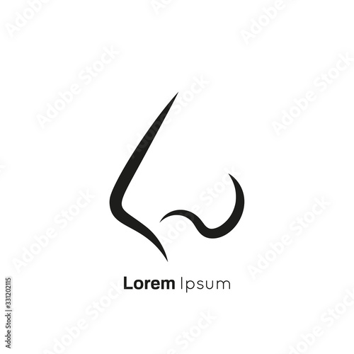 Icon of human nose with nostrils in profile. Smelling organ vector isolated on white background.