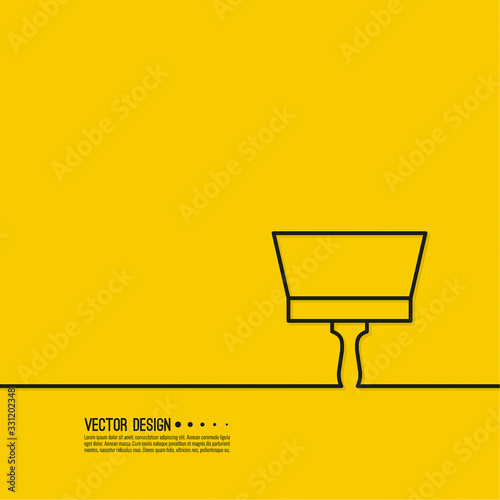 Construction spatula work tool worker on plaster. Putty knife equipment builder on yellow background. Vector illustration