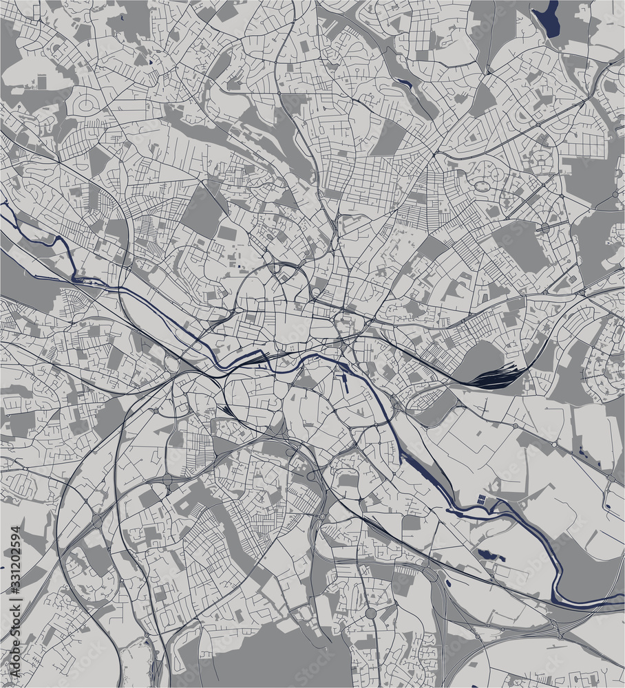 map of the city of Leeds, West Yorkshire, Yorkshire and the Humber , England, UK