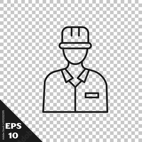 Black line Oilman icon isolated on transparent background. Vector Illustration