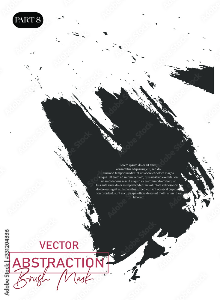 Obraz premium 24-part vector abstraction in the style of brush strokes of charcoal color. A poster for the design of packaging, ceramics, furniture, fabrics, appliances, books, sites, flyers, banners.