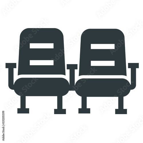  seat cinema black icons on white background