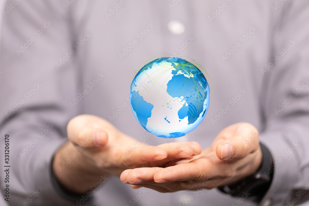 Human Hand Holding The World In Hands. Human Hand Holding The World In Hands.
