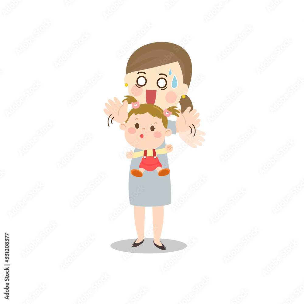 Cartoon Mother and Kids Vector