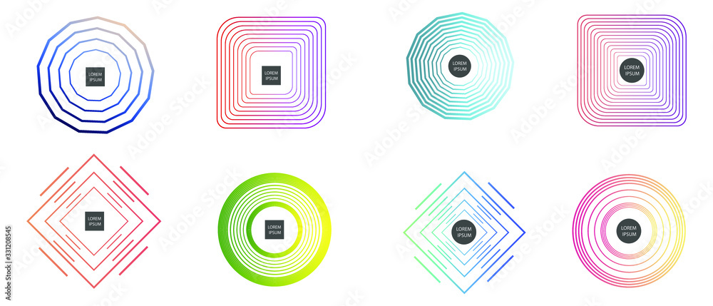 Set of modern abstract graphic elements. Gradient abstract banners with different shapes. Template for the design, logo, flyer banner, presentation. Vector illustration Set of modern abstract graphic elements. Gradient abstract banners with different shapes. Template for the design, logo, flyer banner, presentation. Vector illustration
