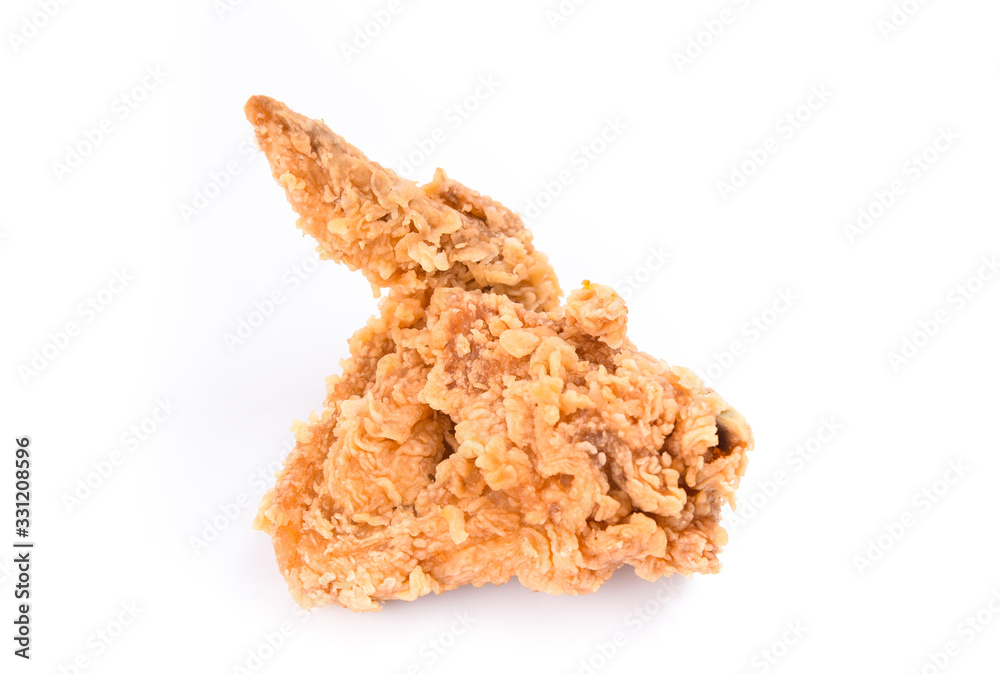 Deep fried chicken wing isolated on white background, Studio shot Deep fried chicken wing isolated on white background, Studio shot