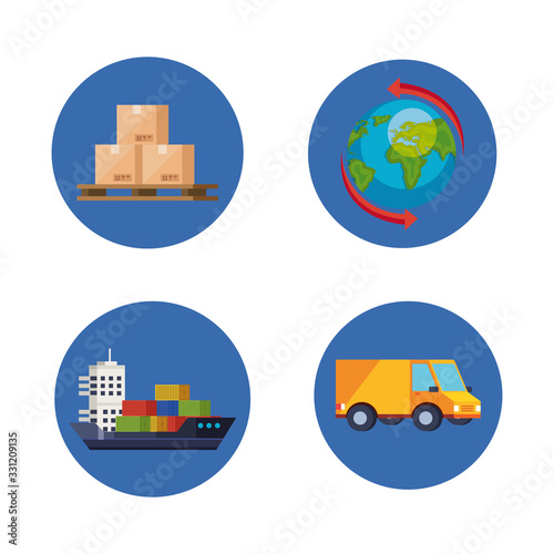 logistic service with set icons vector illustration design