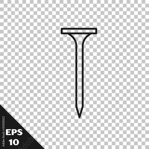 Black line Metallic nail icon isolated on transparent background. Vector Illustration