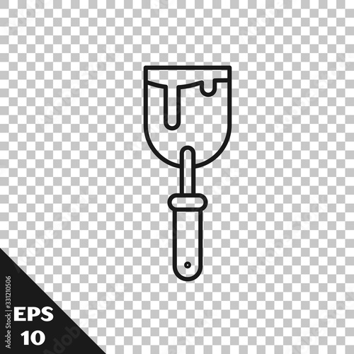 Black line Putty knife icon isolated on transparent background. Spatula repair tool. Spackling or paint instruments. Vector Illustration