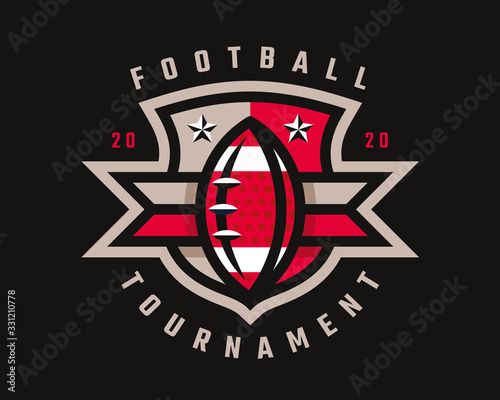 American football  logo design. Rugby emblem tournament template editable for your design.