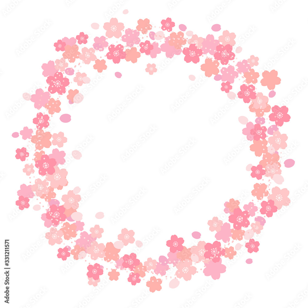 Circular frame of cherry blossom illustration