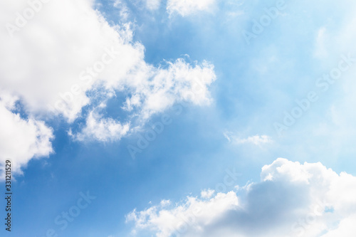 Blue sky background. Amazing sky with fluffy white clouds