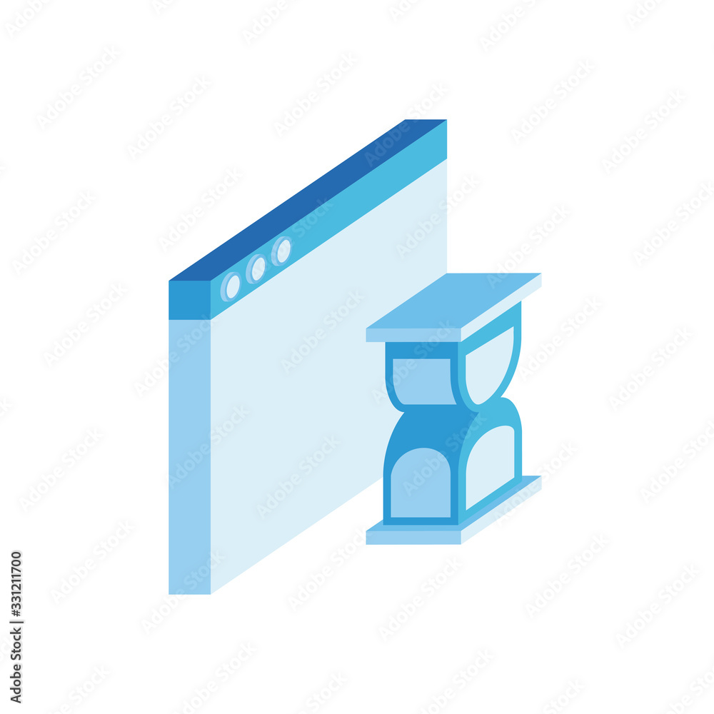 template webpage with hourglass isometric style template webpage with hourglass isometric style