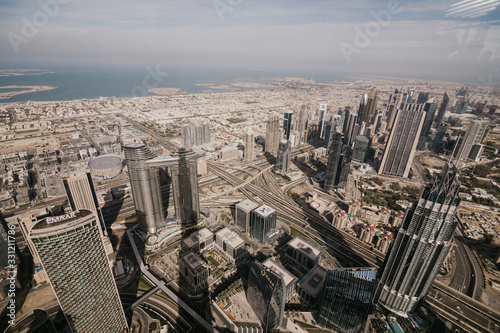 Dubai, UAE - December, 2019: view from Burj khalifa tower, Dubai, United Arab Emirates