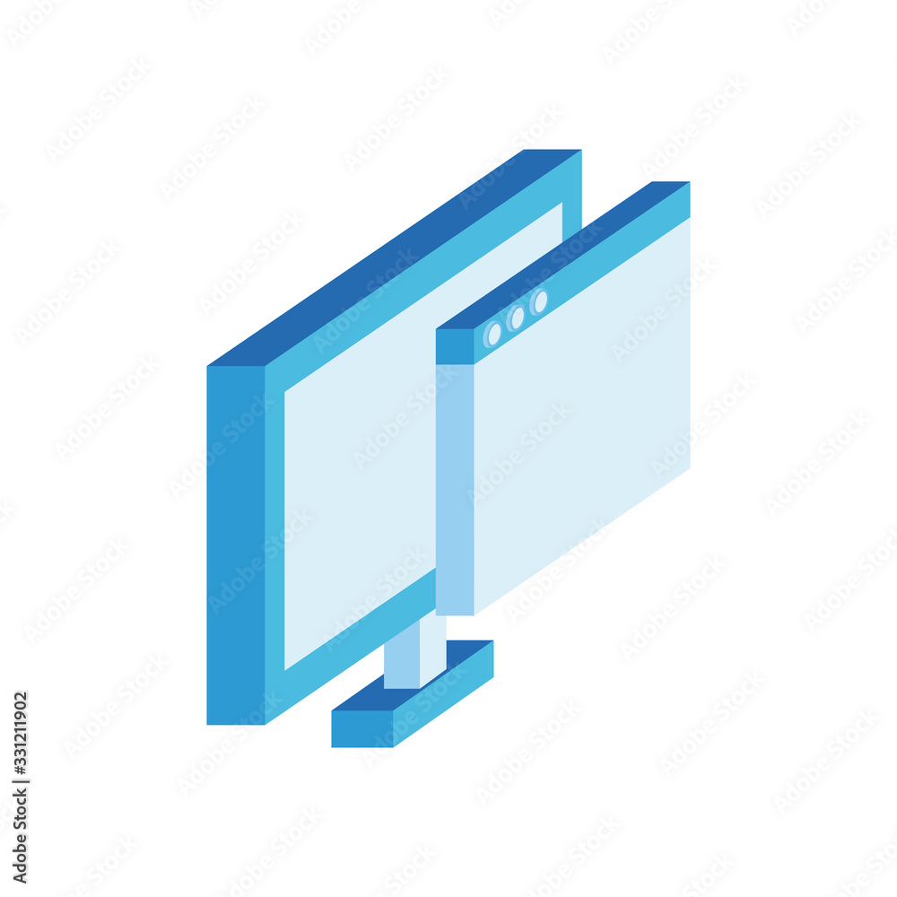 desktop with webpage template isometric style icon desktop with webpage template isometric style icon