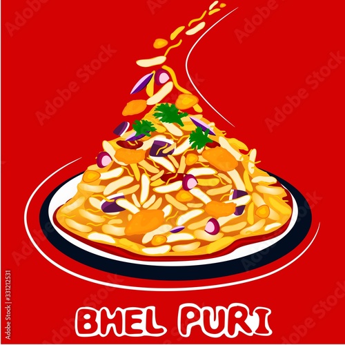 Bhel Puri indian mumbai street Food Vector