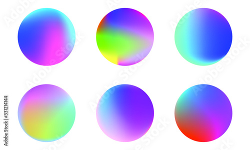 Set of round Vector Gradient. Multicolor Sphere. Modern abstract background texture. Template for design. Isolated objects