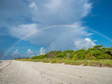 Rainbow over Sanibel Island Lighthouse Beach Park on the Gulf of Mexico on Sanibel Island Florida
