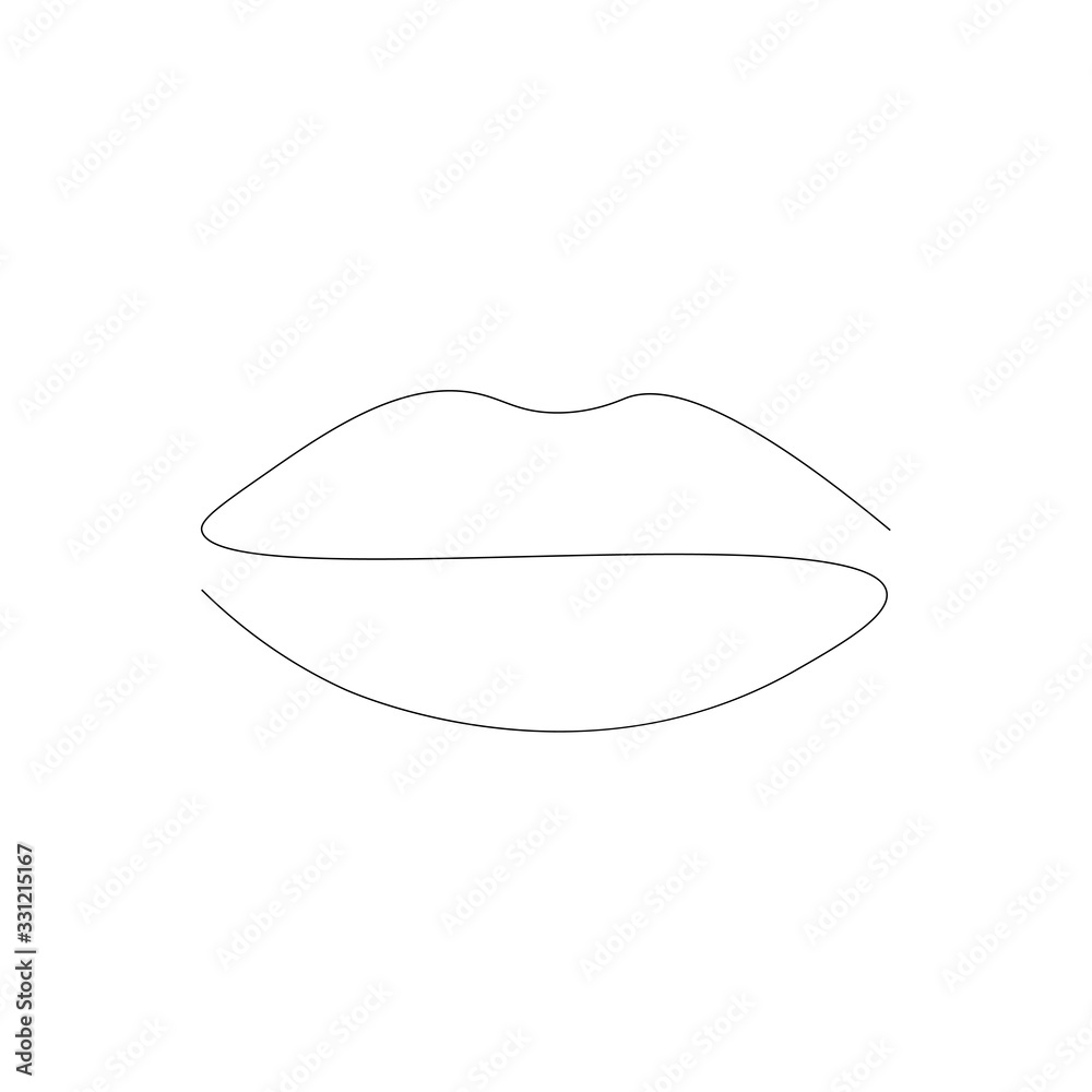 Lips continuous line drawing, vector illustration Lips continuous line drawing, vector illustration