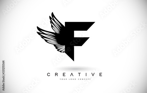 F Letter Logo with Wings. Creative Wing Letter F Logo icon Design Vector