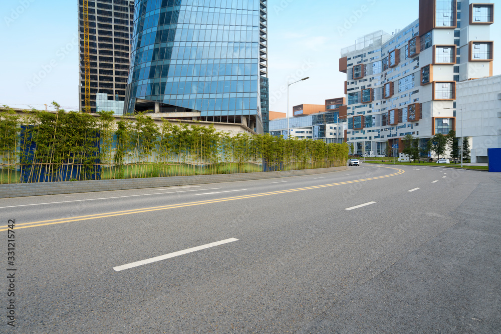 Chongqing, China - November 10, 2019: highway and office buildings at chongqing xiantao data center