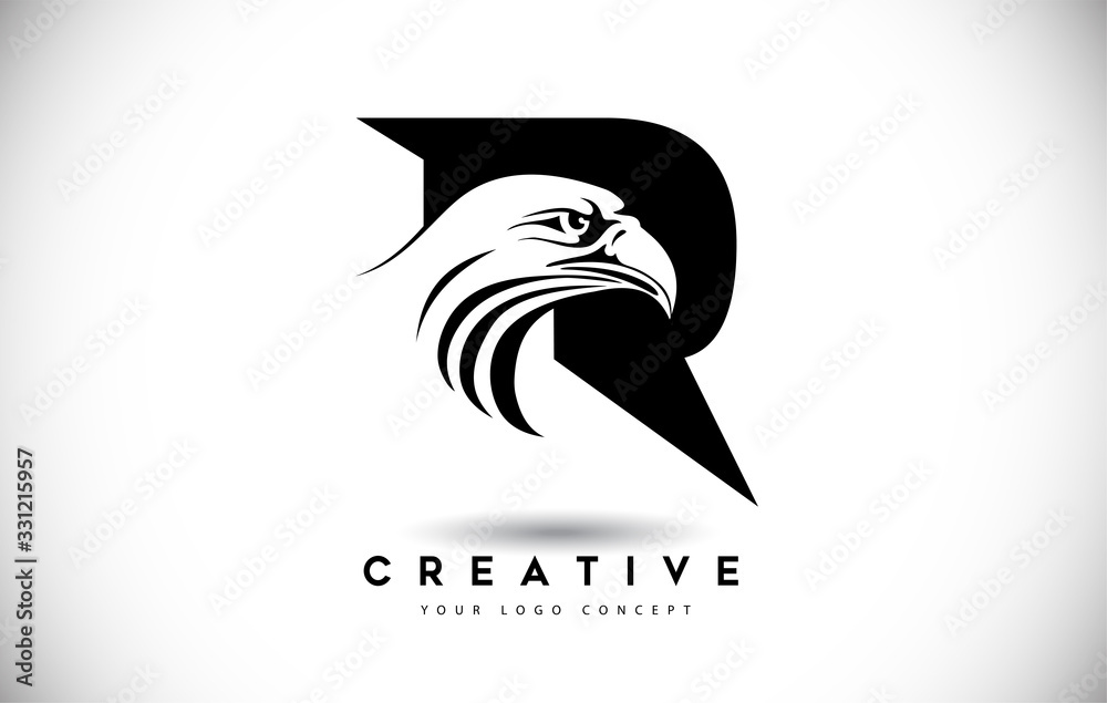 Letter R Eagle Logo Icon with Creative Eagle Head Vector Illustration ...