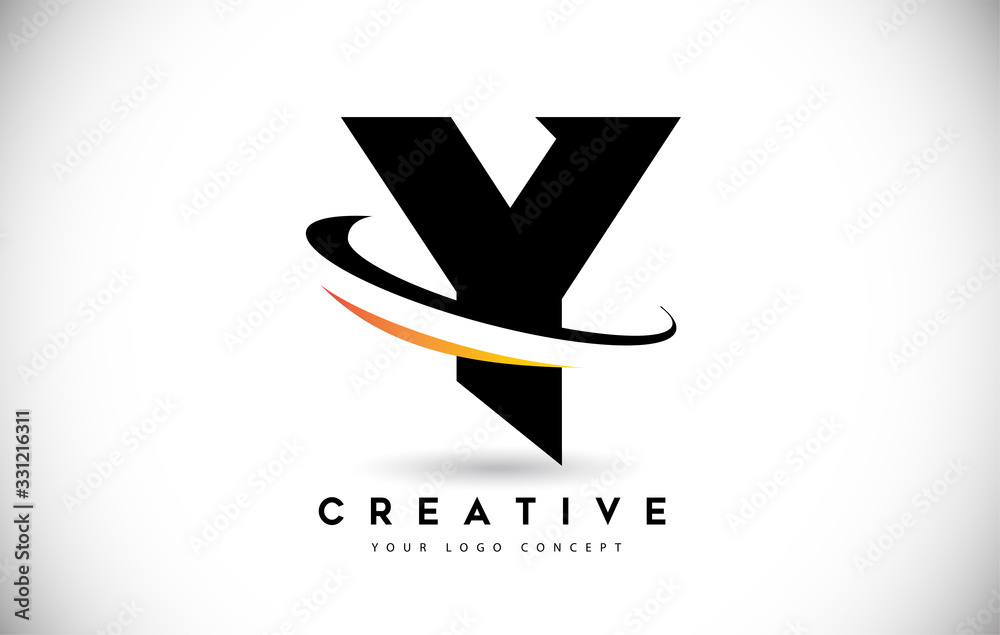 Obraz premium Letter Y Swoosh Logo With Creative Curved Swoosh Icon Vector Illustration.