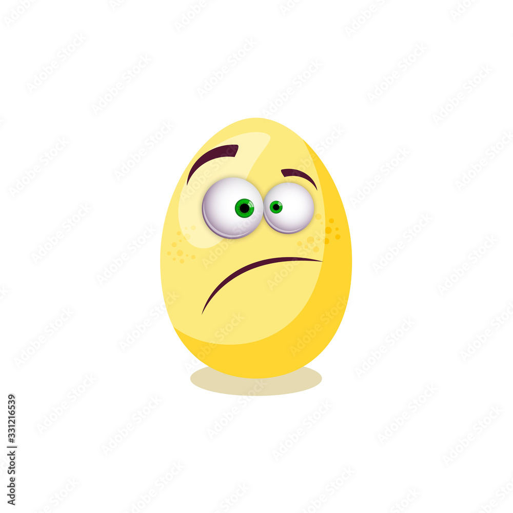 Happy Easter! Vector isolated illustration with yellow egg and eyes on white background Happy Easter! Vector isolated illustration with yellow egg and eyes on white background