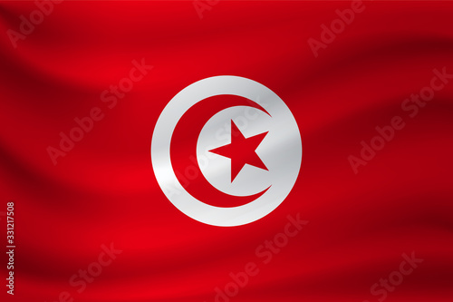 Waving flag of Tunisia. Vector illustration