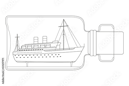 Children's coloring book . Passenger steamer. Vector