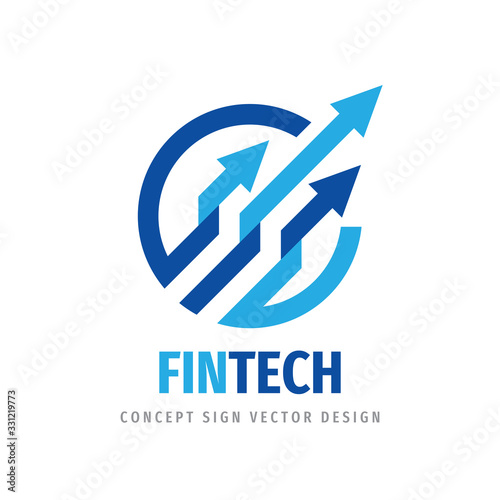 Fintech logo template design. Abstract business finance logo  sign. Arrows trend creative logo symbol. Exchange market growth graphic logo. Infographic icon logo. Vector illistration. 