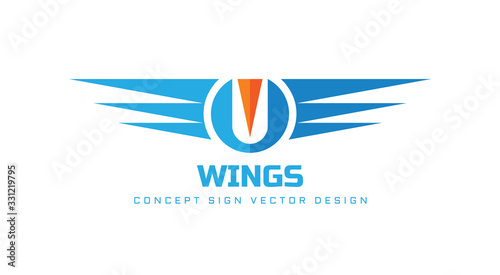 Wings logo design element. Transport delivery concept logo sign. Vector illustration. 