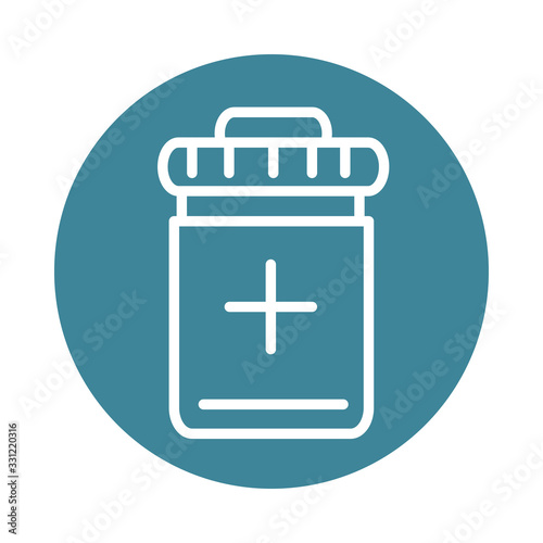 virus covid 19 pandemic medicine bottle healthcare block line style icon