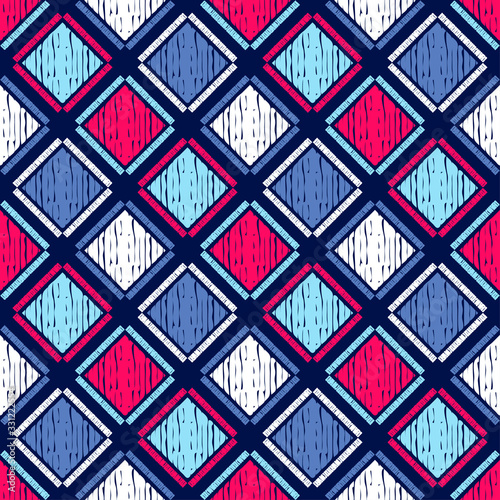 Design with manual hatching. Ethnic boho ornament. Seamless background. Tribal motif. Vector illustration for web design or print.
